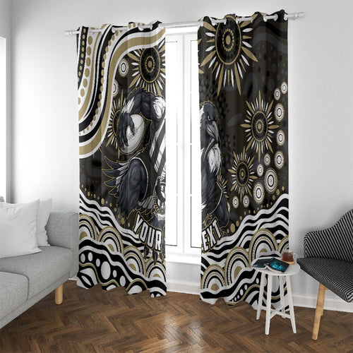 Personalized Collingwood Magpies Football Window Curtain Aboriginal Dot Art - Dreamtime Football Mascot