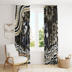 Personalized Collingwood Magpies Football Window Curtain Aboriginal Dot Art - Dreamtime Football Mascot