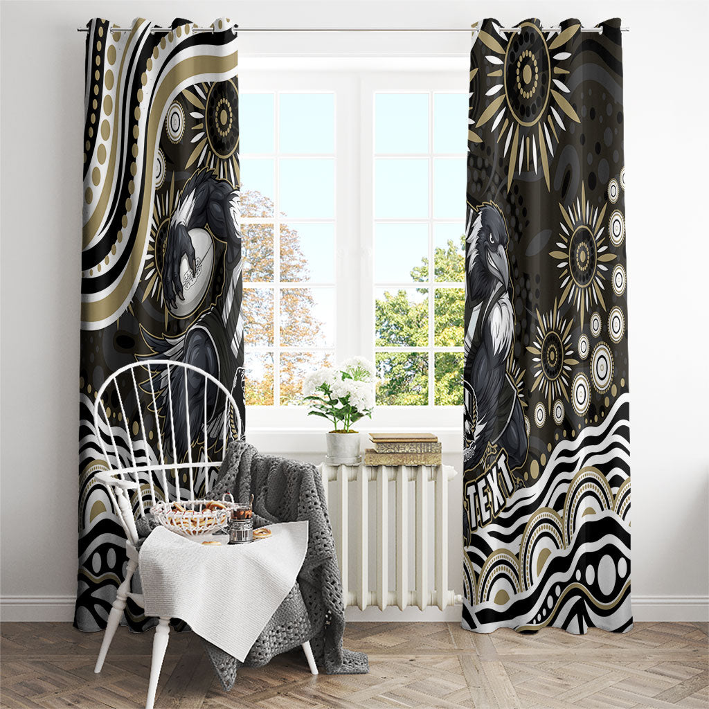Personalized Collingwood Magpies Football Window Curtain Aboriginal Dot Art - Dreamtime Football Mascot