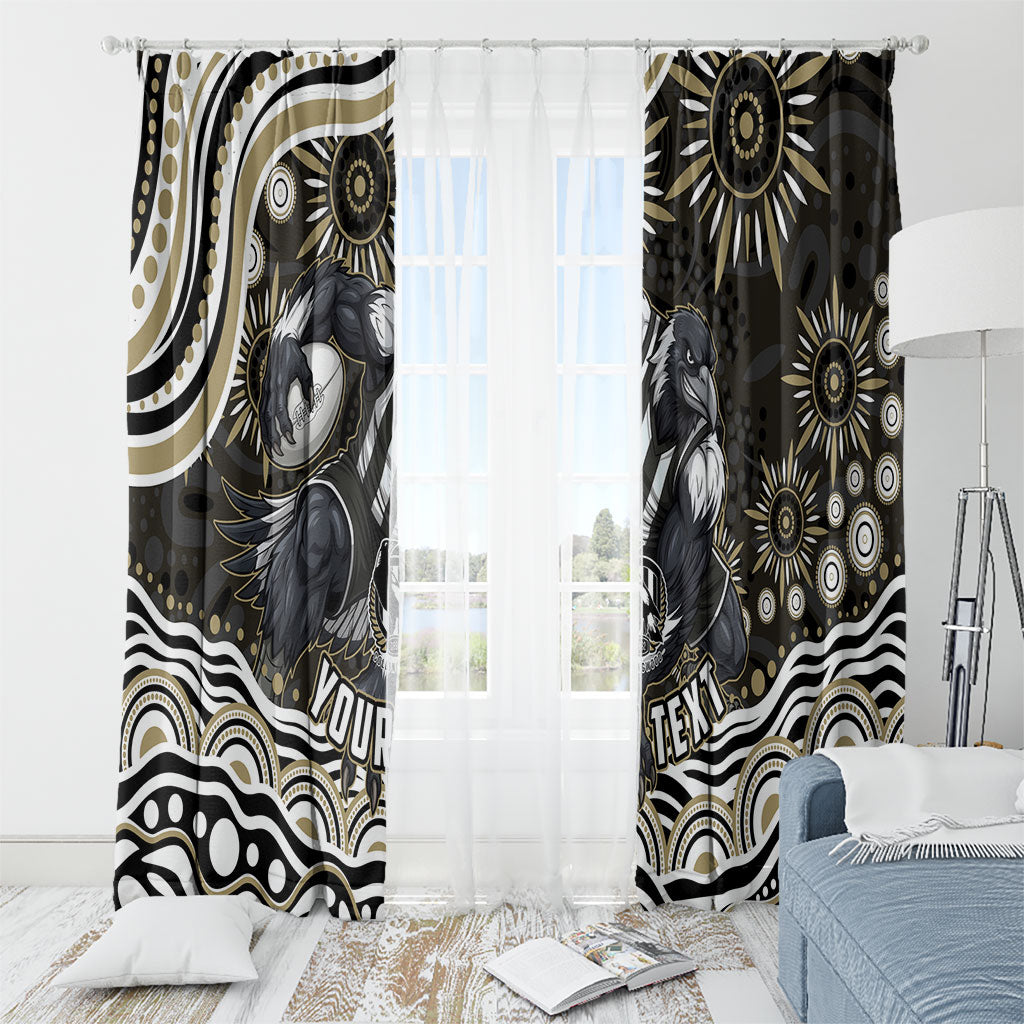 Personalized Collingwood Magpies Football Window Curtain Aboriginal Dot Art - Dreamtime Football Mascot