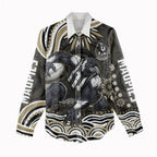 Personalized Collingwood Magpies Football Women Casual Shirt Aboriginal Dot Art - Dreamtime Football Mascot