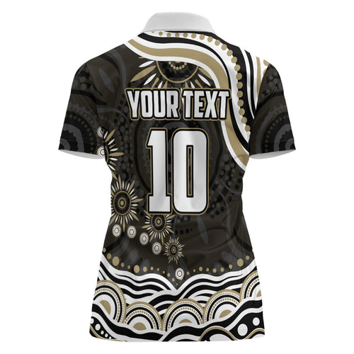 Personalized Collingwood Magpies Football Women Polo Shirt Aboriginal Dot Art - Dreamtime Football Mascot