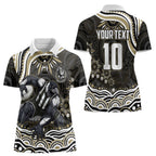 Personalized Collingwood Magpies Football Women Polo Shirt Aboriginal Dot Art - Dreamtime Football Mascot