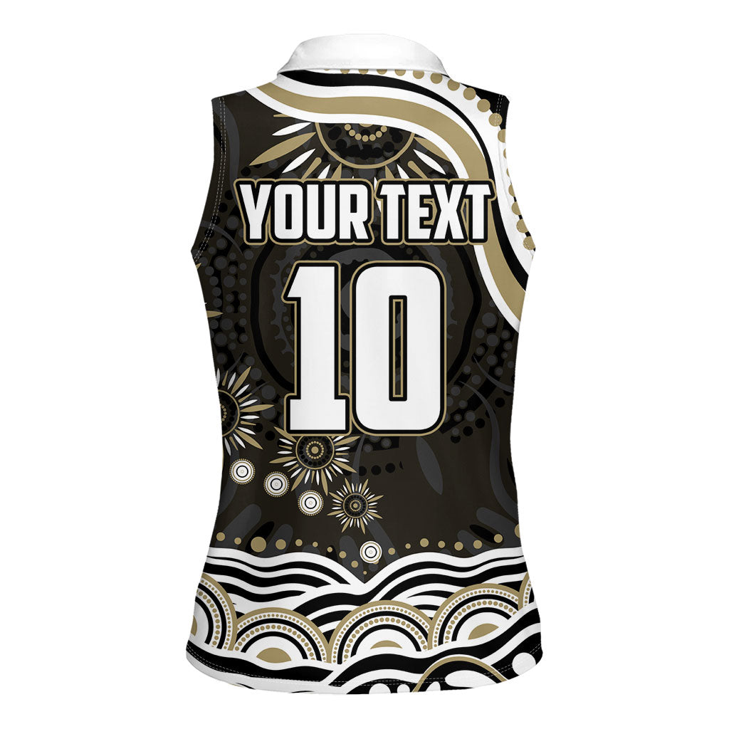 Personalized Collingwood Magpies Football Women Sleeveless Polo Shirt Aboriginal Dot Art - Dreamtime Football Mascot