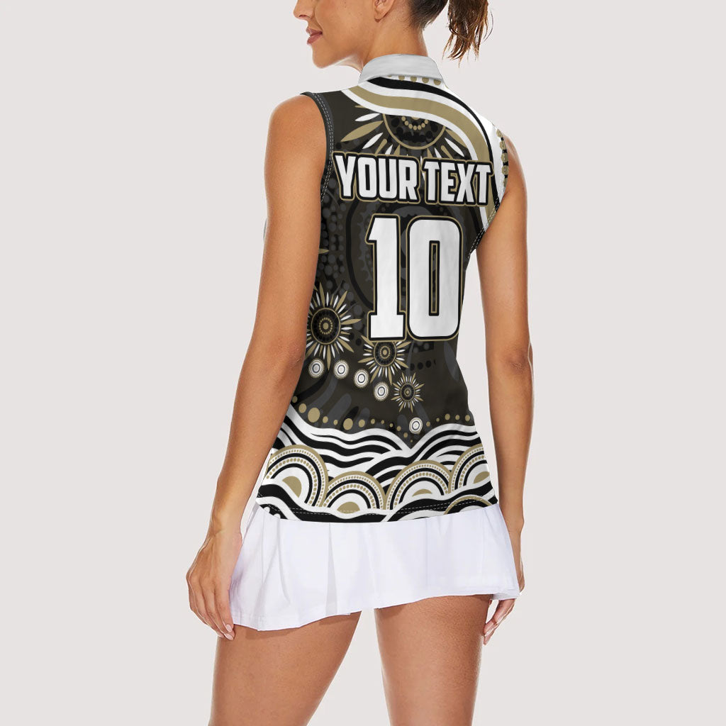 Personalized Collingwood Magpies Football Women Sleeveless Polo Shirt Aboriginal Dot Art - Dreamtime Football Mascot
