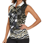 Personalized Collingwood Magpies Football Women Sleeveless Polo Shirt Aboriginal Dot Art - Dreamtime Football Mascot
