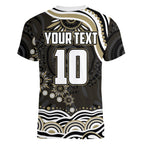 Personalized Collingwood Magpies Football Women V-Neck T-Shirt Aboriginal Dot Art - Dreamtime Football Mascot