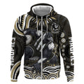 Personalized Collingwood Magpies Football Zip Hoodie Aboriginal Dot Art - Dreamtime Football Mascot