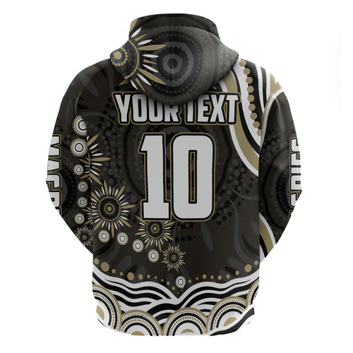 Personalized Collingwood Magpies Football Zip Hoodie Aboriginal Dot Art - Dreamtime Football Mascot