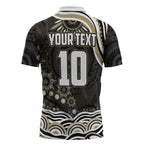 Personalized Collingwood Magpies Football Zipper Polo Shirt Aboriginal Dot Art - Dreamtime Football Mascot