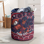 Personalized Melbourne Demons Mascot Laundry Basket Aboriginal Dot Art - Dreamtime Football Mascot