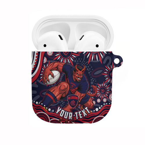 Personalized Melbourne Demons Mascot AirPods Case Aboriginal Dot Art - Dreamtime Football Mascot
