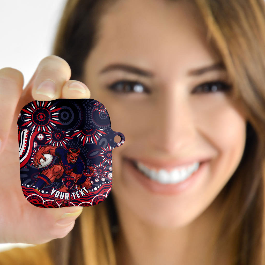 Personalized Melbourne Demons Mascot AirPods Case Aboriginal Dot Art - Dreamtime Football Mascot