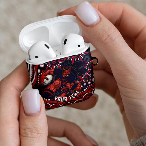 Personalized Melbourne Demons Mascot AirPods Case Aboriginal Dot Art - Dreamtime Football Mascot