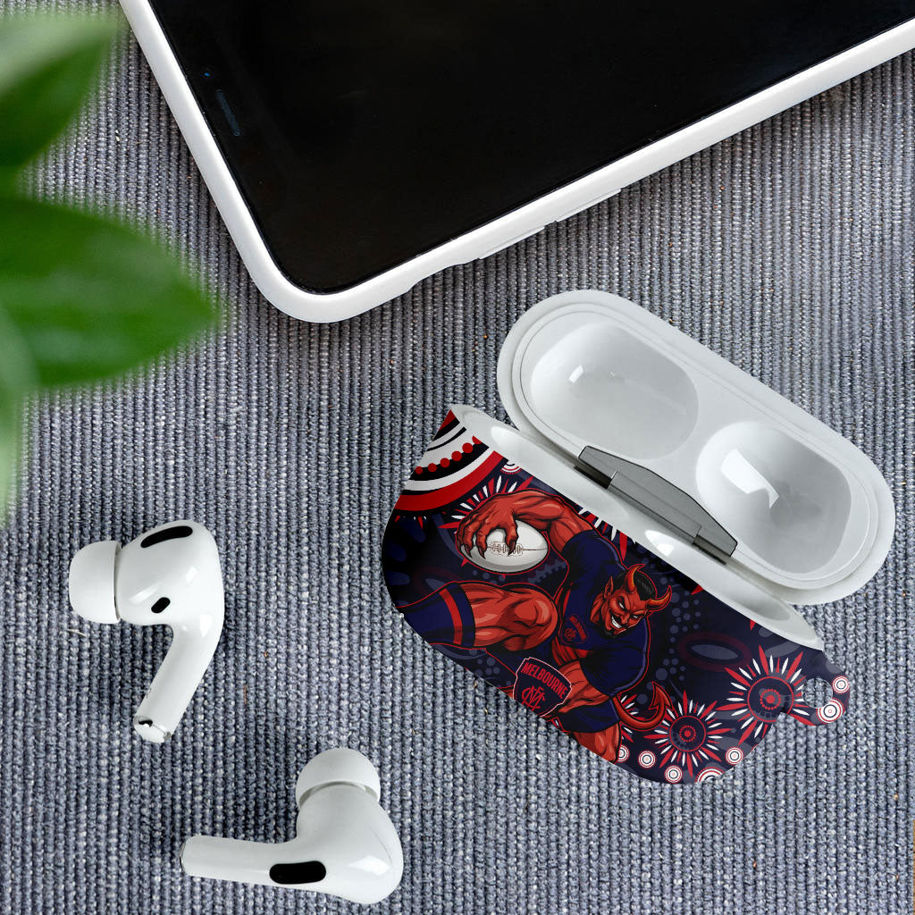 Personalized Melbourne Demons Mascot AirPods Case Aboriginal Dot Art - Dreamtime Football Mascot