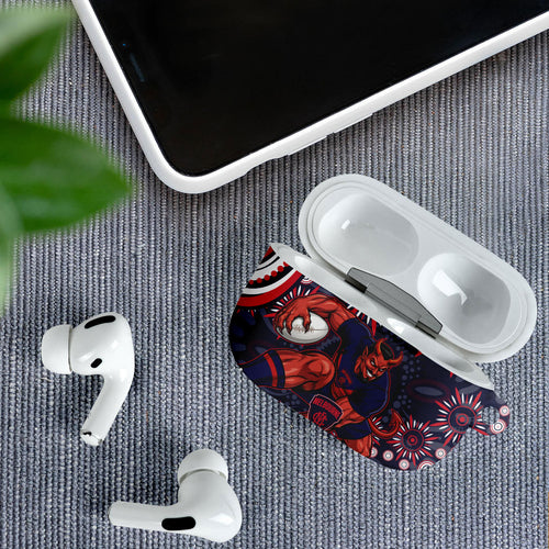Personalized Melbourne Demons Mascot AirPods Case Aboriginal Dot Art - Dreamtime Football Mascot