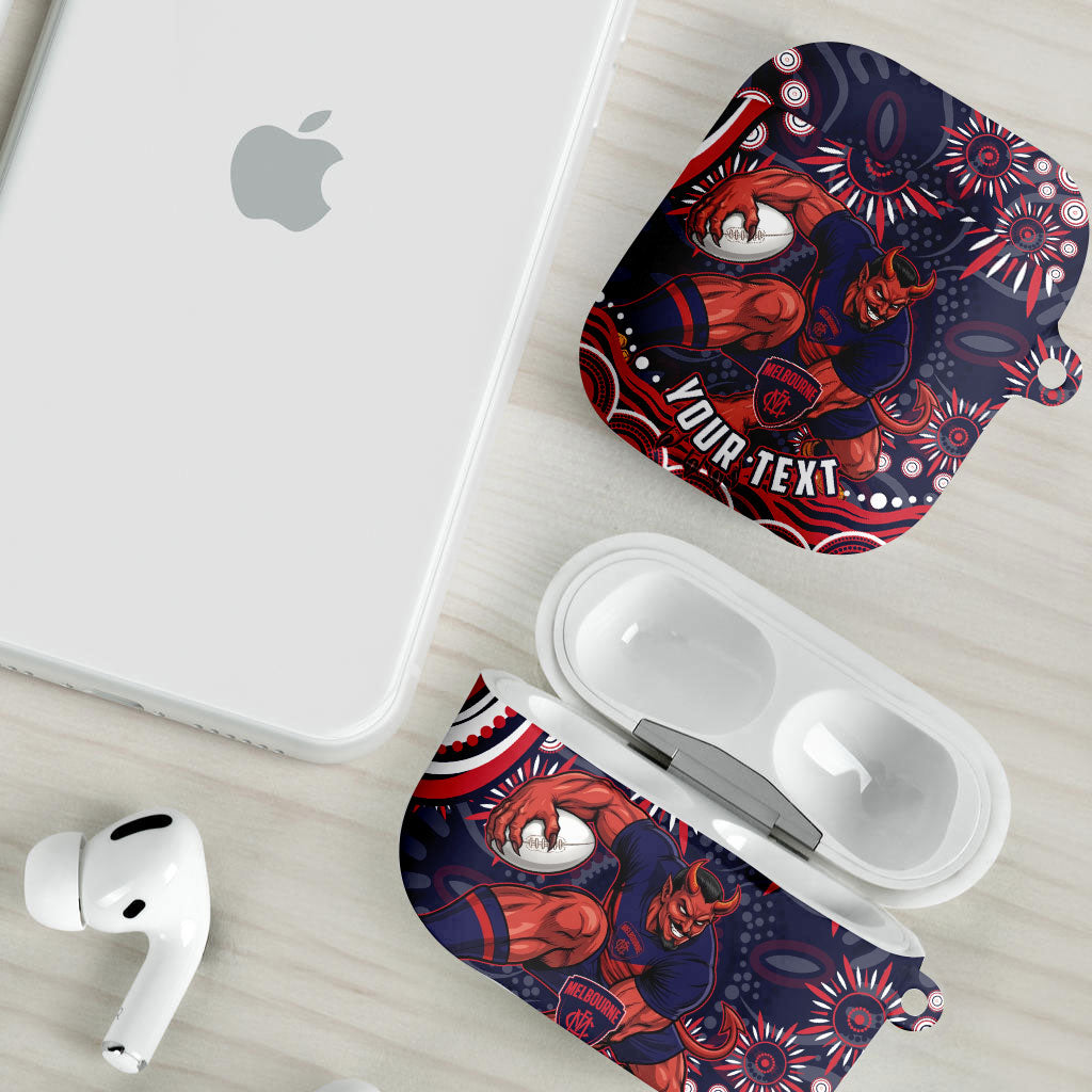 Personalized Melbourne Demons Mascot AirPods Case Aboriginal Dot Art - Dreamtime Football Mascot
