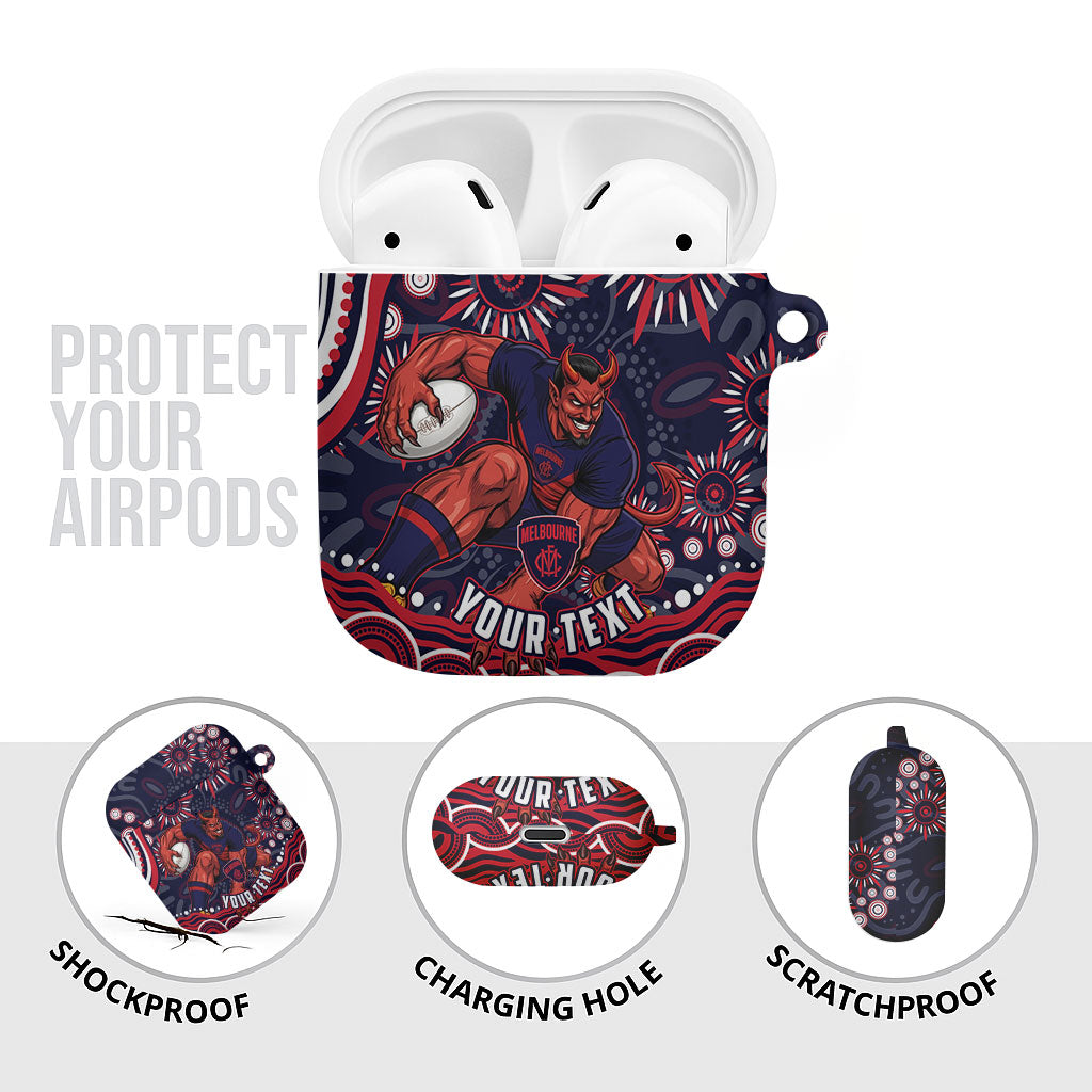 Personalized Melbourne Demons Mascot AirPods Case Aboriginal Dot Art - Dreamtime Football Mascot