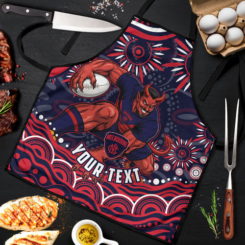 Personalized Melbourne Demons Mascot Apron Aboriginal Dot Art - Dreamtime Football Mascot