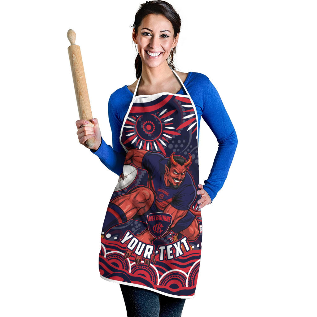 Personalized Melbourne Demons Mascot Apron Aboriginal Dot Art - Dreamtime Football Mascot