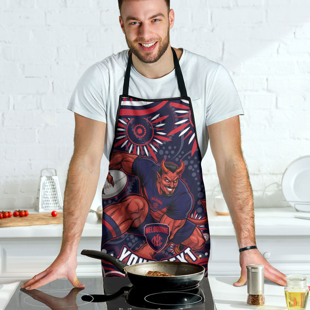 Personalized Melbourne Demons Mascot Apron Aboriginal Dot Art - Dreamtime Football Mascot