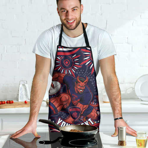 Personalized Melbourne Demons Mascot Apron Aboriginal Dot Art - Dreamtime Football Mascot