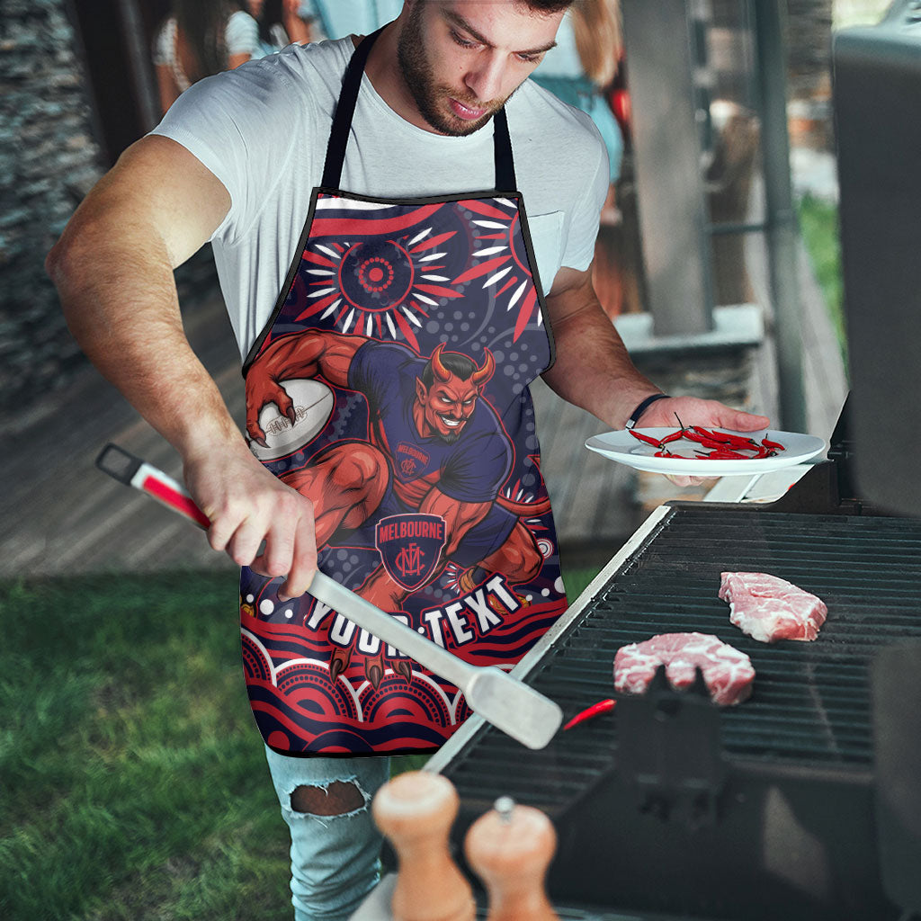 Personalized Melbourne Demons Mascot Apron Aboriginal Dot Art - Dreamtime Football Mascot