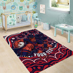 Personalized Melbourne Demons Mascot Area Rug Aboriginal Dot Art - Dreamtime Football Mascot