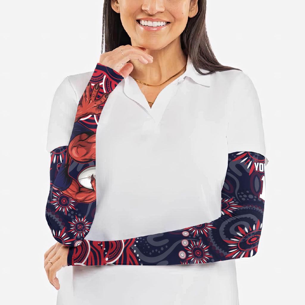 Personalized Melbourne Demons Mascot Arm Sleeves Aboriginal Dot Art - Dreamtime Football Mascot