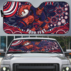 Personalized Melbourne Demons Mascot Auto Sun Shade Aboriginal Dot Art - Dreamtime Football Mascot