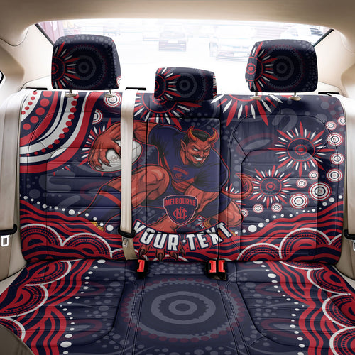 Personalized Melbourne Demons Mascot Back Car Seat Cover Aboriginal Dot Art - Dreamtime Football Mascot