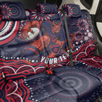 Personalized Melbourne Demons Mascot Back Car Seat Cover Aboriginal Dot Art - Dreamtime Football Mascot