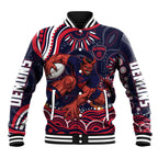 Personalized Melbourne Demons Mascot Baseball Jacket Aboriginal Dot Art - Dreamtime Football Mascot