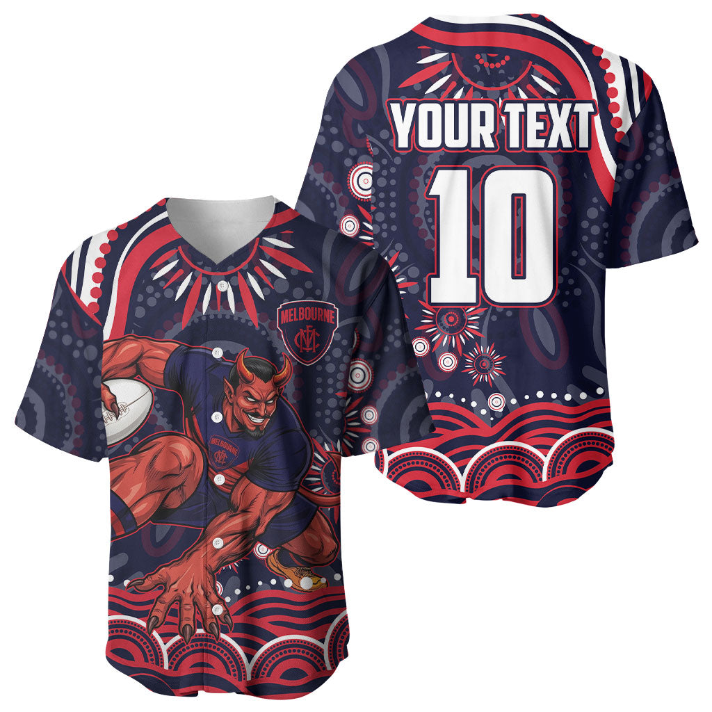 Personalized Melbourne Demons Mascot Baseball Jersey Aboriginal Dot Art - Dreamtime Football Mascot
