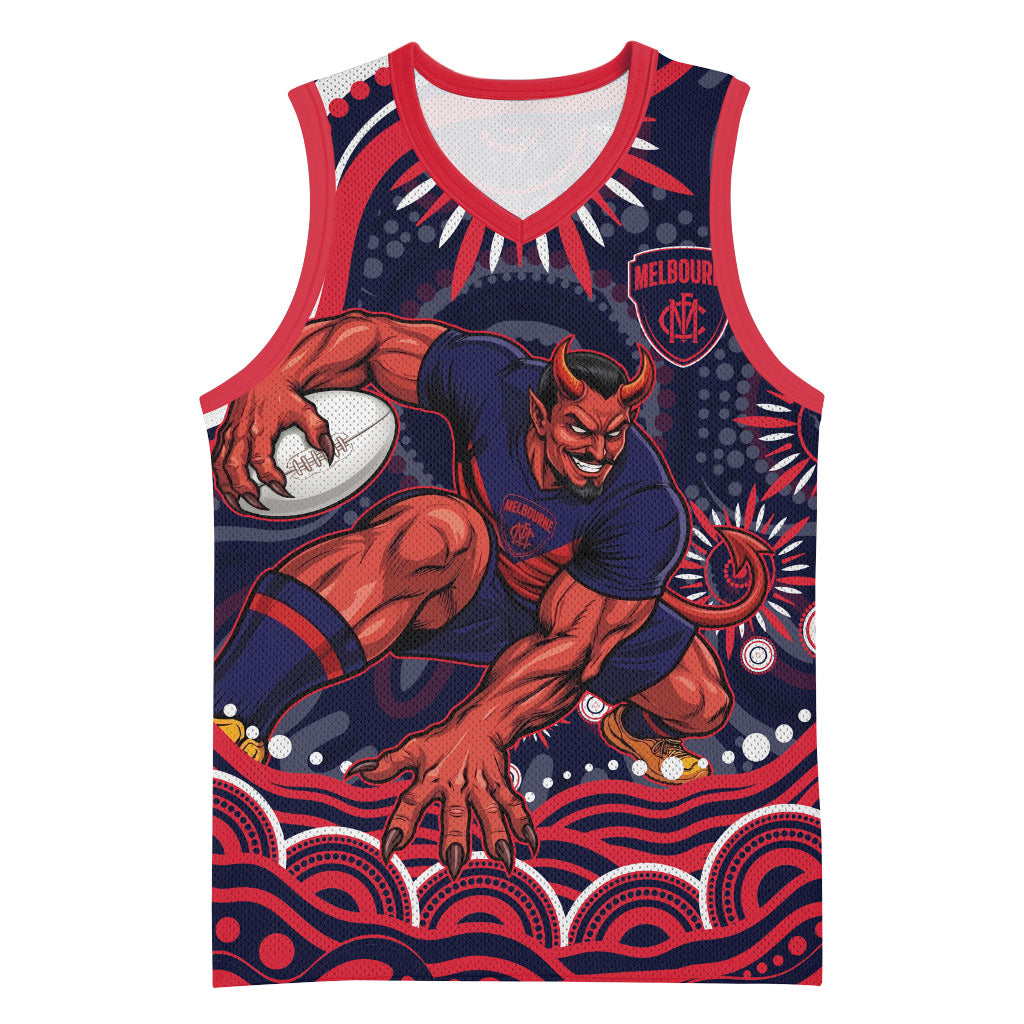 Personalized Melbourne Demons Mascot Basketball Jersey Aboriginal Dot Art - Dreamtime Football Mascot
