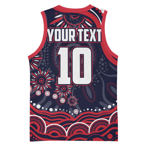 Personalized Melbourne Demons Mascot Basketball Jersey Aboriginal Dot Art - Dreamtime Football Mascot