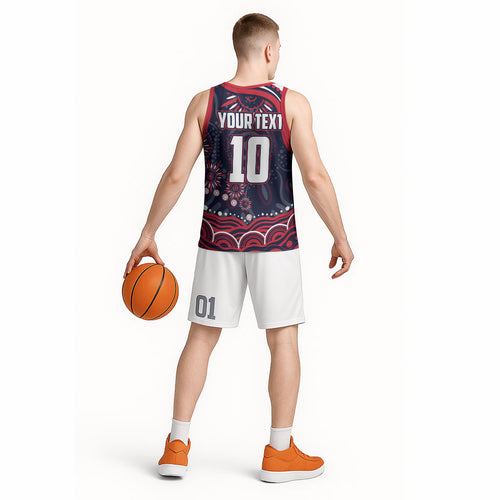Personalized Melbourne Demons Mascot Basketball Jersey Aboriginal Dot Art - Dreamtime Football Mascot