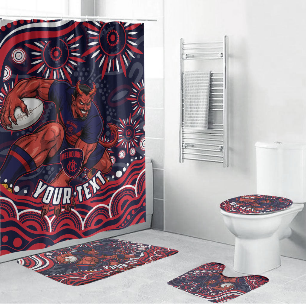 Personalized Melbourne Demons Mascot Bathroom Set Aboriginal Dot Art - Dreamtime Football Mascot