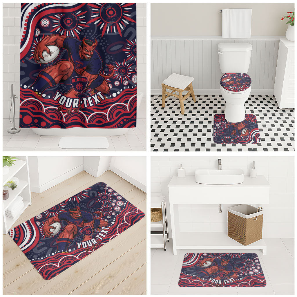 Personalized Melbourne Demons Mascot Bathroom Set Aboriginal Dot Art - Dreamtime Football Mascot