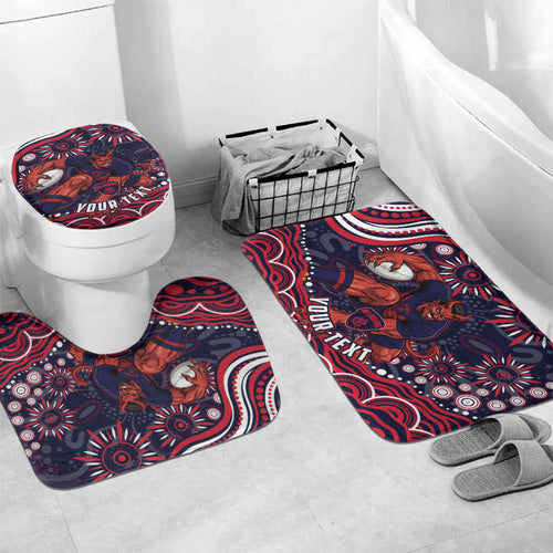 Personalized Melbourne Demons Mascot Bathroom Set Aboriginal Dot Art - Dreamtime Football Mascot