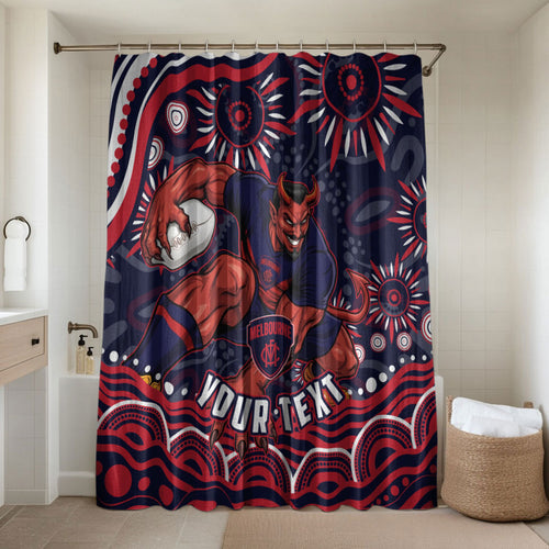 Personalized Melbourne Demons Mascot Bathroom Set Aboriginal Dot Art - Dreamtime Football Mascot