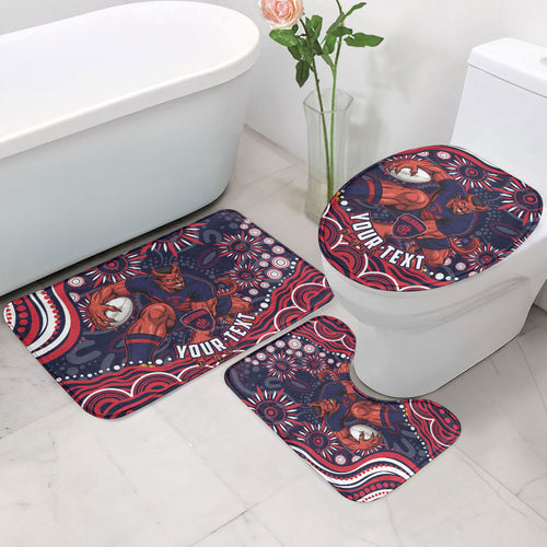 Personalized Melbourne Demons Mascot Bathroom Set Aboriginal Dot Art - Dreamtime Football Mascot