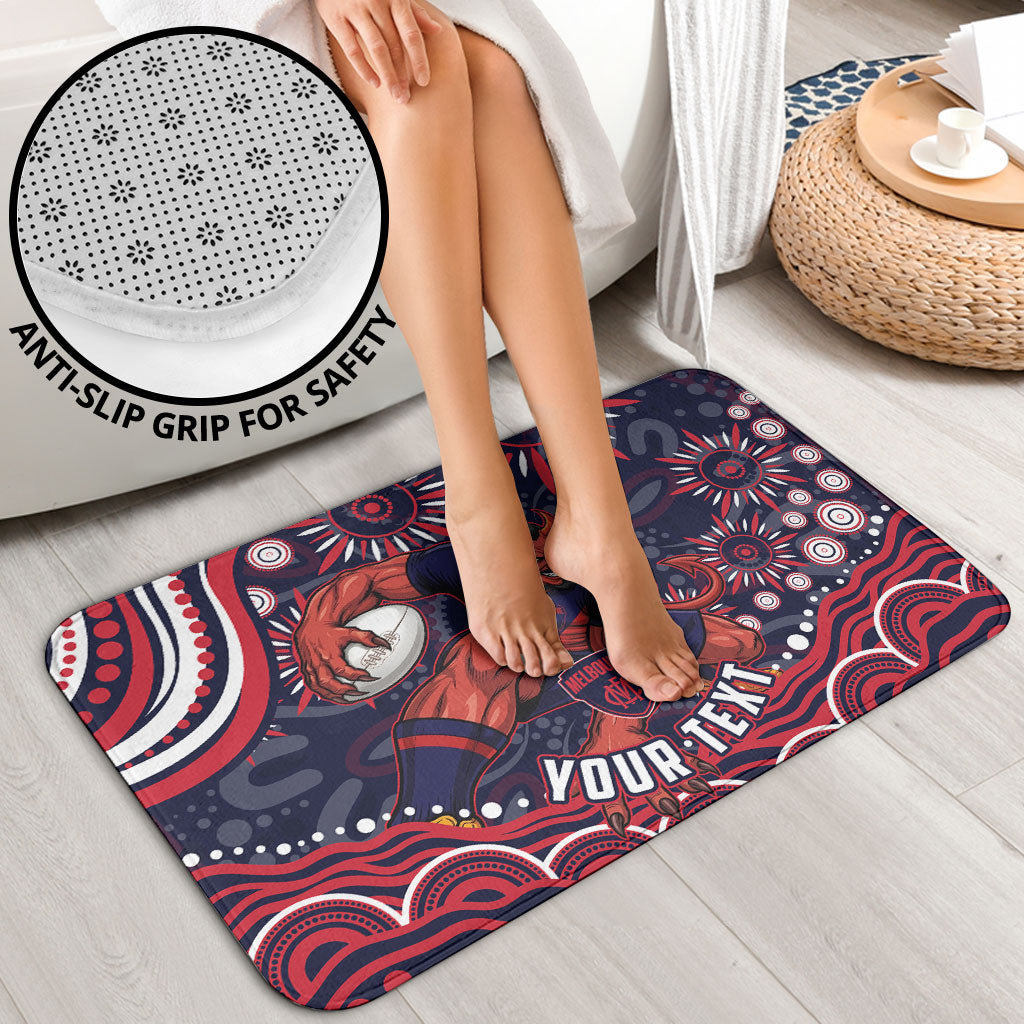 Personalized Melbourne Demons Mascot Bathroom Set Aboriginal Dot Art - Dreamtime Football Mascot