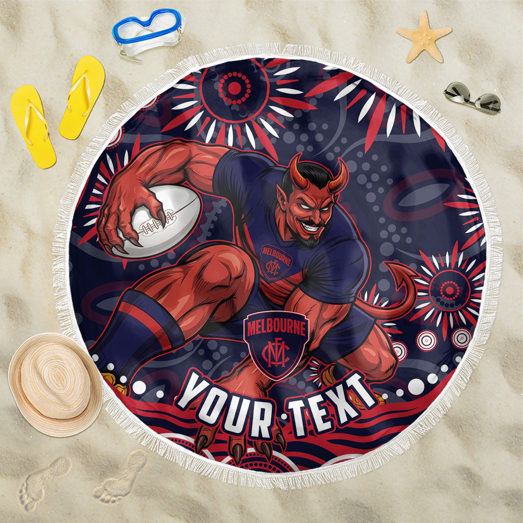 Personalized Melbourne Demons Mascot Beach Blanket Aboriginal Dot Art - Dreamtime Football Mascot