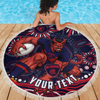 Personalized Melbourne Demons Mascot Beach Blanket Aboriginal Dot Art - Dreamtime Football Mascot