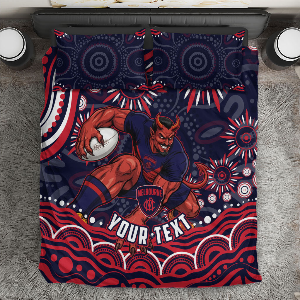 Personalized Melbourne Demons Mascot Bedding Set Aboriginal Dot Art - Dreamtime Football Mascot