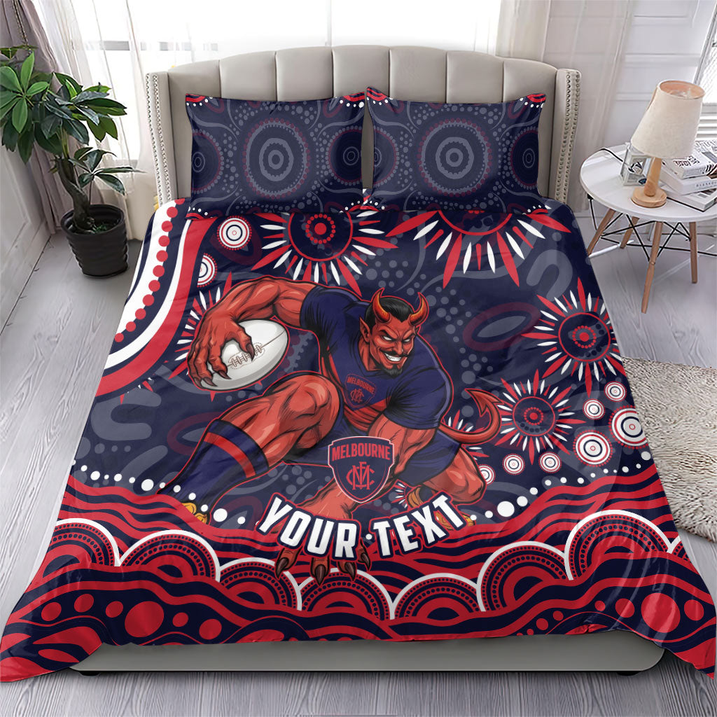 Personalized Melbourne Demons Mascot Bedding Set Aboriginal Dot Art - Dreamtime Football Mascot