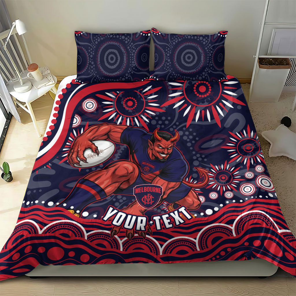 Personalized Melbourne Demons Mascot Bedding Set Aboriginal Dot Art - Dreamtime Football Mascot