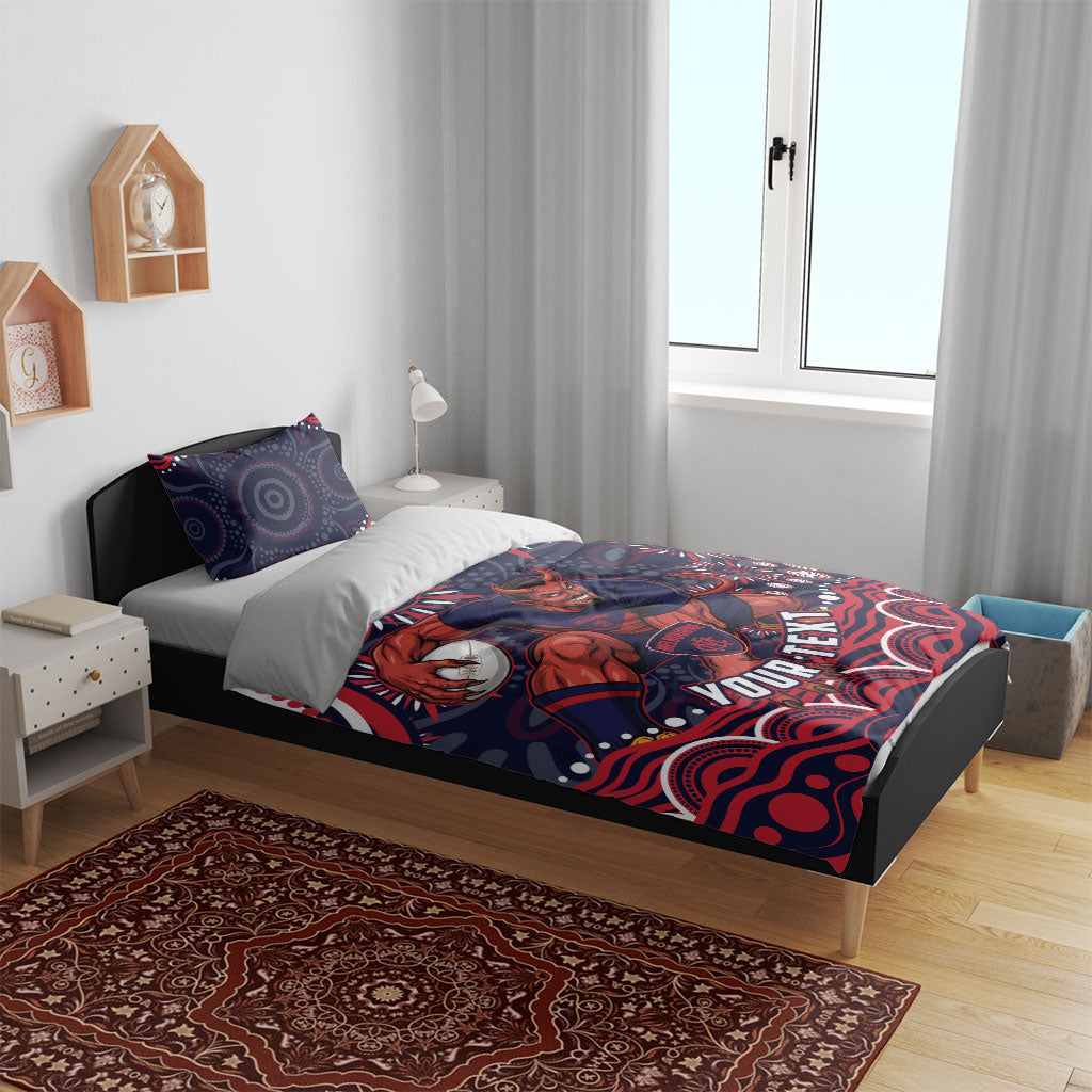 Personalized Melbourne Demons Mascot Bedding Set Aboriginal Dot Art - Dreamtime Football Mascot