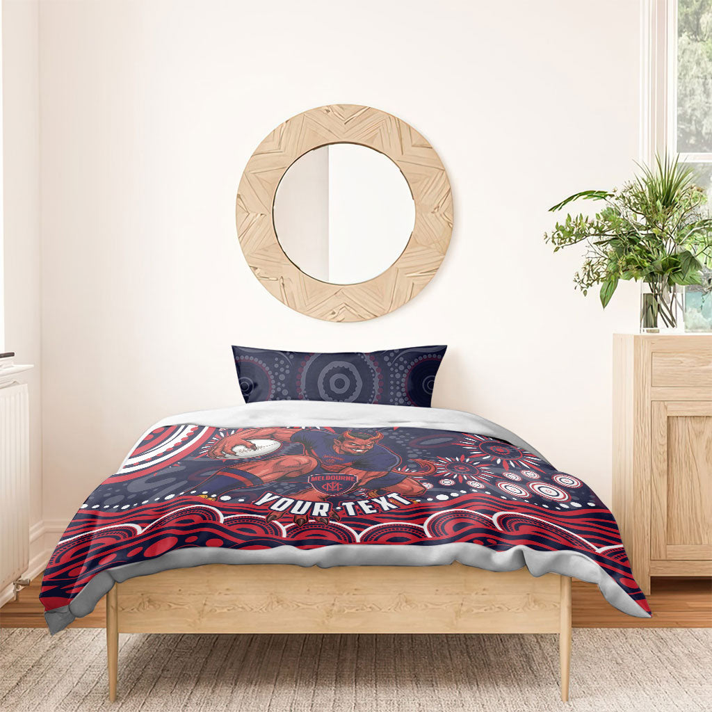 Personalized Melbourne Demons Mascot Bedding Set Aboriginal Dot Art - Dreamtime Football Mascot